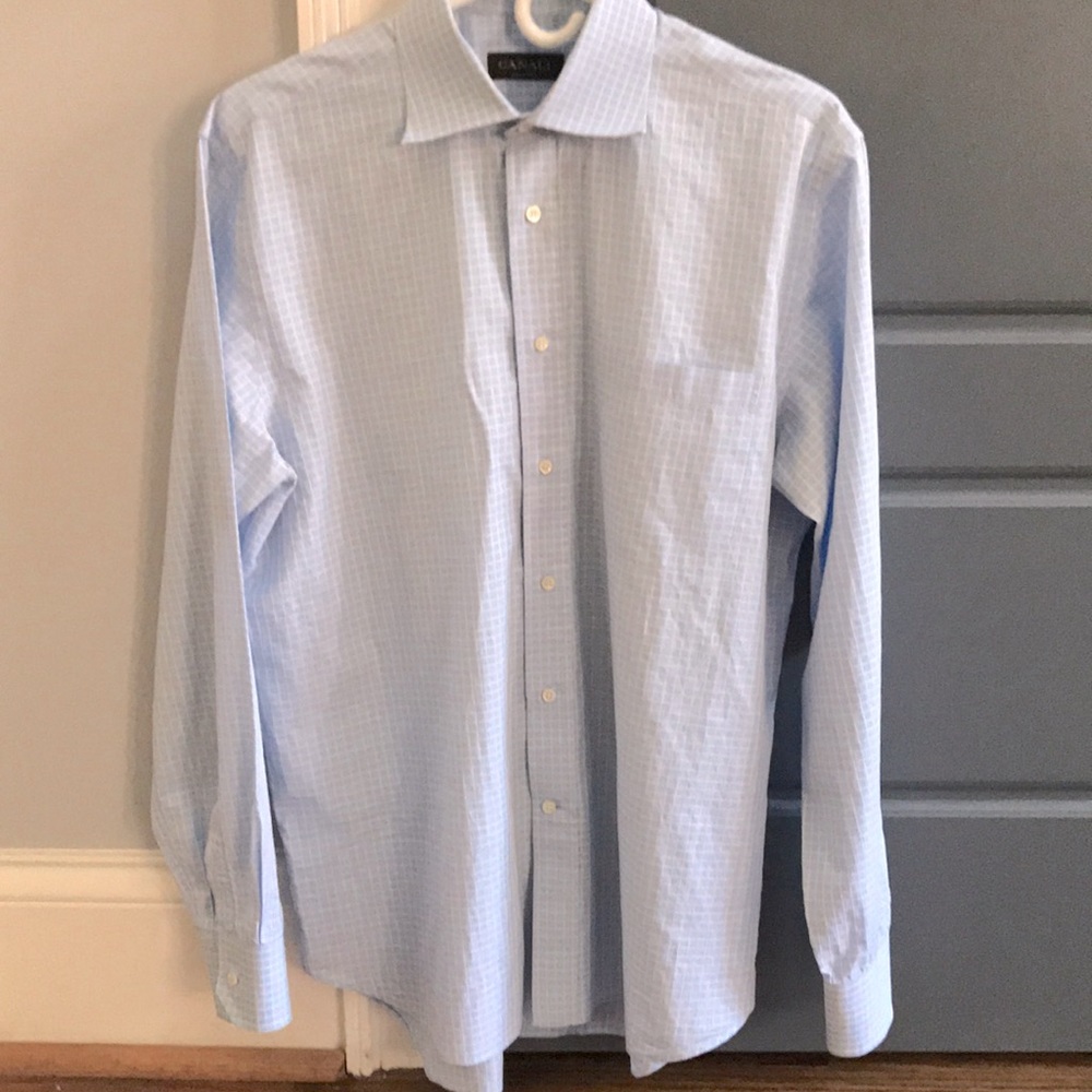 Canali men’s blue/white dress shirt 16/41 *EUC*